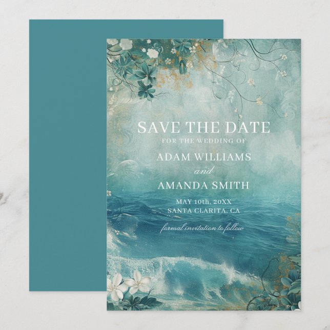 Save The Date Mariage de Rêve sur une Plage Fantaisiste (Devant / Derrière)