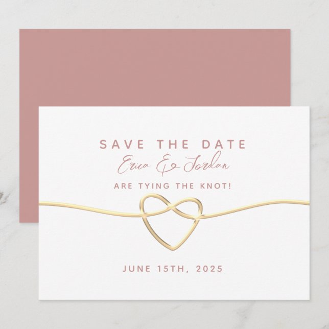 Save The Date Mariage de Rose à poussières minimes (Devant / Derrière)