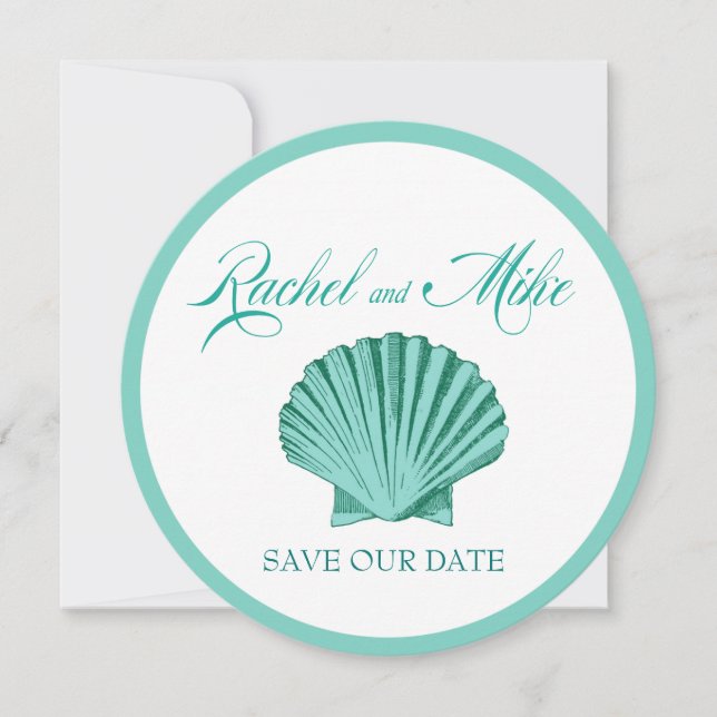 Save The Date Mariage de Scallop Seashell Beach | eau (Devant)