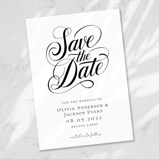 Save The Date Mariage de script de calligraphie chic (Créateur téléchargé)