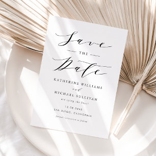 Save The Date Mariage de script de Dainty minimaliste noir
