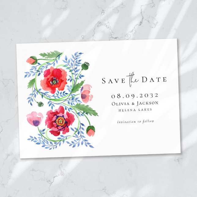 Save The Date Mariage de script de Fleur sauvage d'aquarelle (Créateur téléchargé)