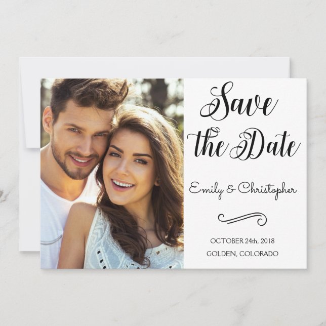 Save The Date Mariage de script écrit à la main Enregistrer la p (Devant)