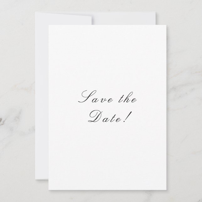 Save The Date Mariage de script élégant noir et blanc (Devant)