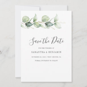Save The Date Mariage de script Eucalyptus Greenery