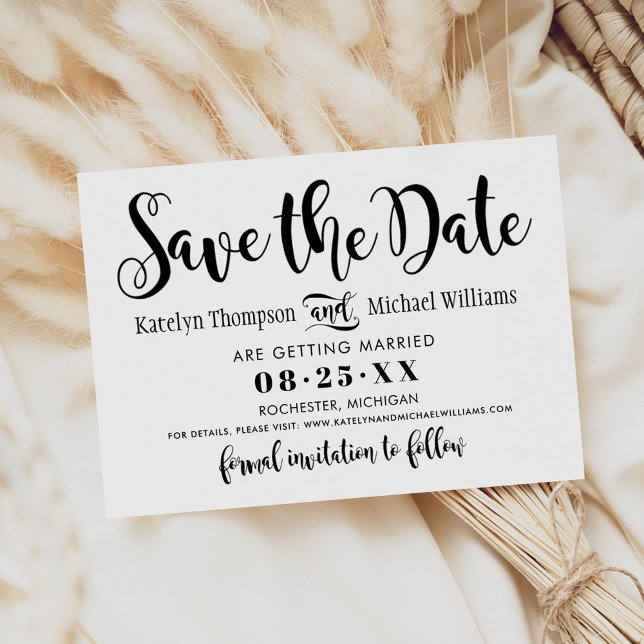 Save The Date Mariage de script manuscrit noir moderne (Créateur téléchargé)
