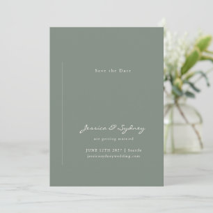Save The Date Mariage de script minimaliste moderne foncé Sage v