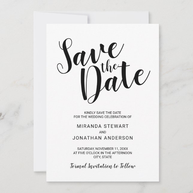 Save The Date Mariage de script moderne (Devant)