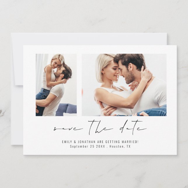 Save The Date Mariage de script moderne 2 photos (Devant)