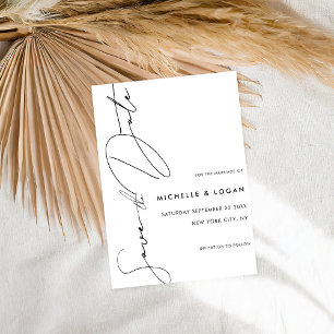 Save The Date Mariage de script moderne blanc simple