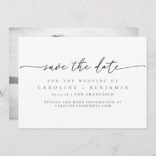 Save The Date Mariage de script noir noir photo minimaliste