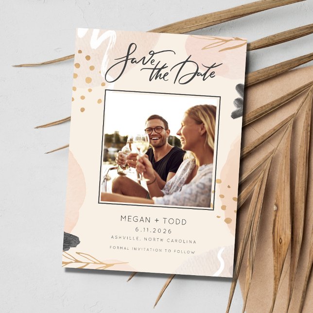 Save The Date Mariage de script photo moderne (Modern Photo Script Wedding Save the Date)