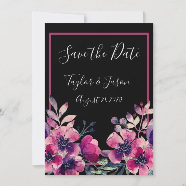 Save The Date Mariage de script romantique rose chaud (Devant)