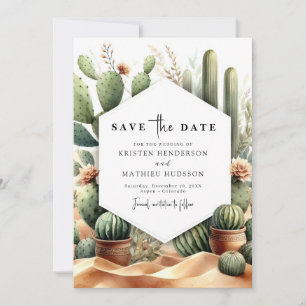 Save The Date Mariage de Southern Wild West Cactus
