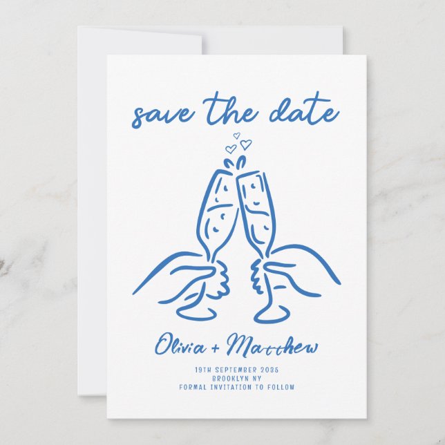 Save The Date Mariage de style français avec des gribouillis des (Devant)