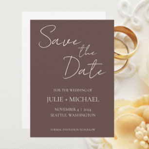 Save The Date Mariage de Style Simple et Taupe