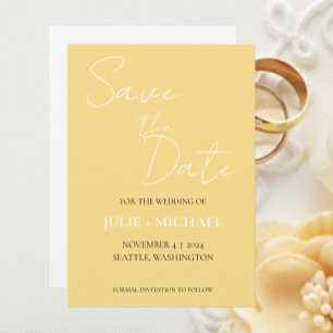 Save The Date Mariage de style simple jaune beurre