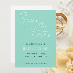Save The Date Mariage de style simple Seafoam