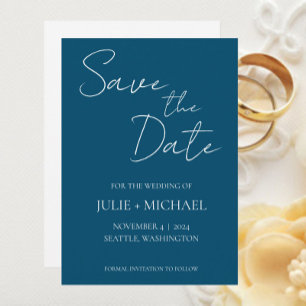 Save The Date Mariage de style turquoise bleu simple