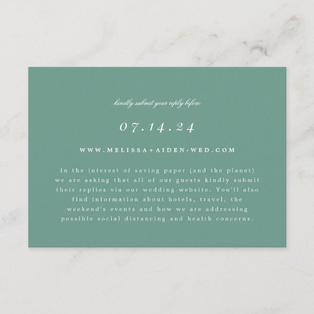 Save The Date Mariage de succursale simple RSVP en ligne et cart (Devant)