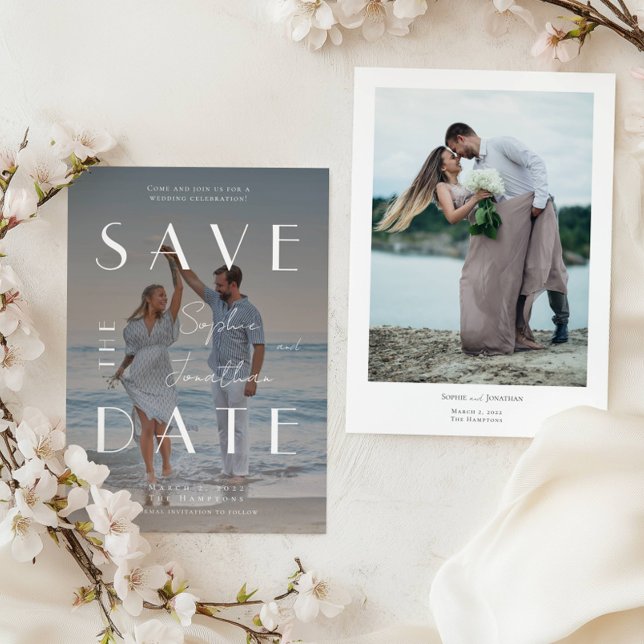 Save The Date Mariage de superposition de texte blanc de photo m (Créateur téléchargé)