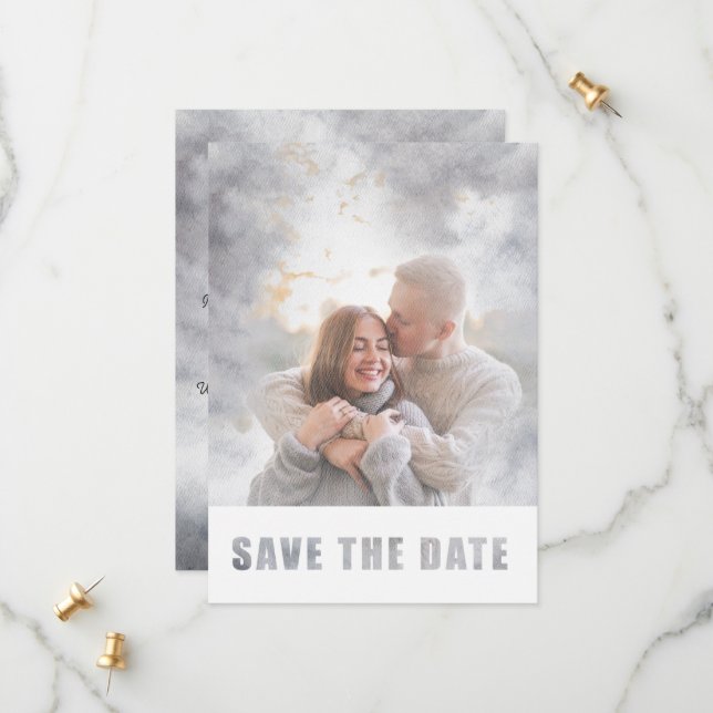 Save The Date Mariage de superposition de texte transparent phot (Devant/Arrière en situation)