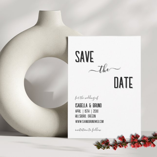 Save The Date Mariage de texte personnalisé noir moderne et élég (Créateur téléchargé)
