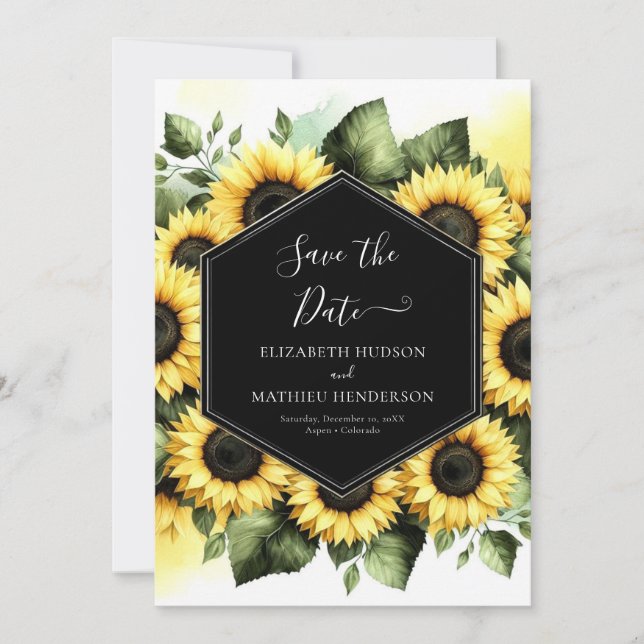 Save The Date Mariage de tournesol botanique minimal (Devant)