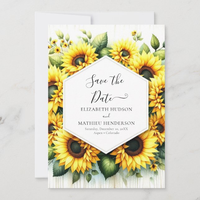 Save The Date Mariage de tournesol chic (Devant)