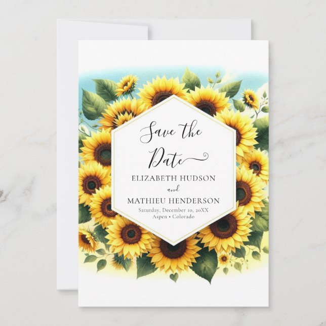 Save The Date Mariage de tournesol chic Whimsical (Devant)