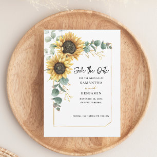 Save The Date Mariage de tournesol Eucalyptus