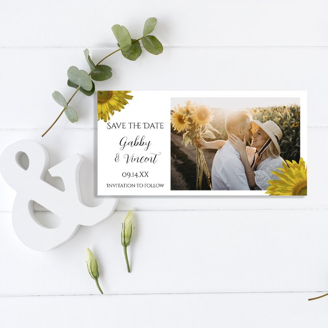 Save The Date Mariage de tournesol jaune Enregistrer la date Car (Créateur téléchargé)