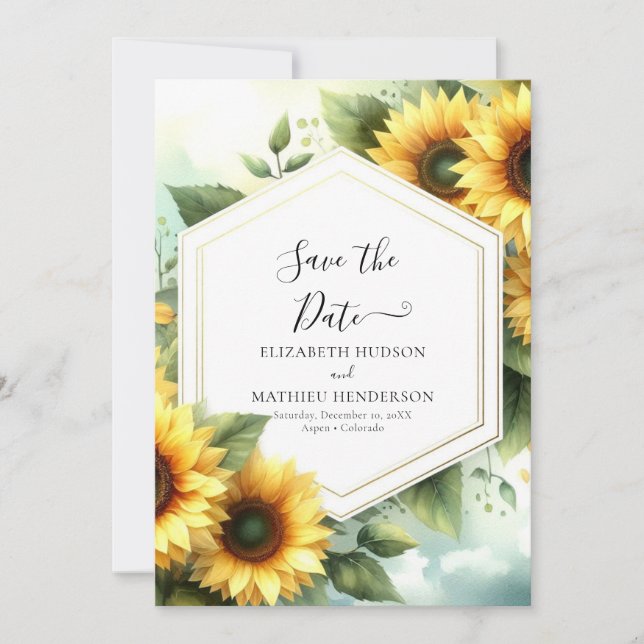 Save The Date Mariage de tournesol moderne élégant (Devant)