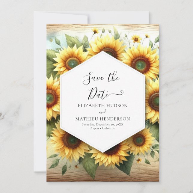 Save The Date Mariage de tournesol moderne simple (Devant)