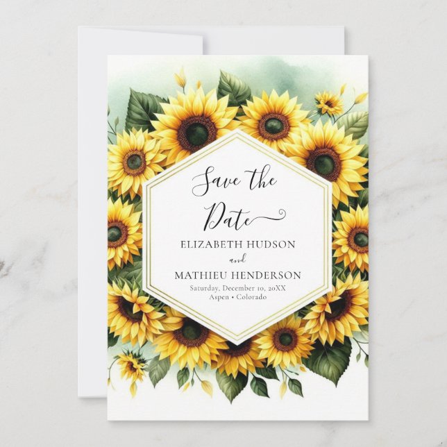 Save The Date Mariage de tournesol photo unique (Devant)