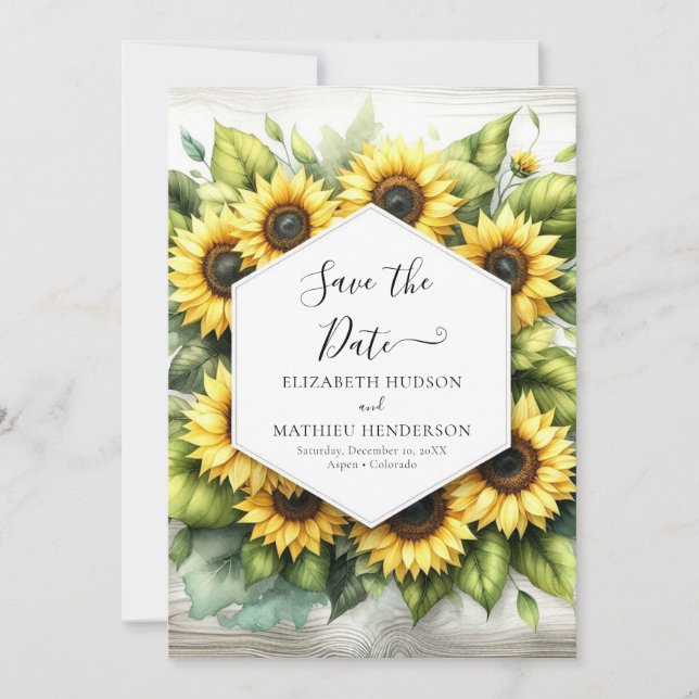 Save The Date Mariage de tournesol romantique moderne (Devant)