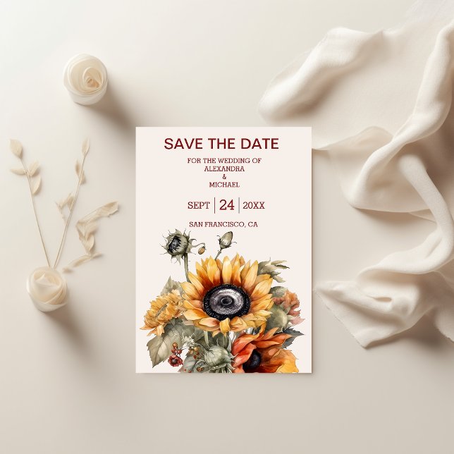 Save The Date Mariage de tournesol rustique (Créateur téléchargé)