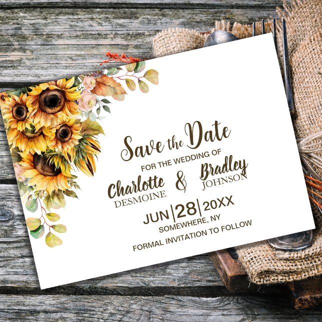 Save The Date Mariage de tournesol rustique (Créateur téléchargé)