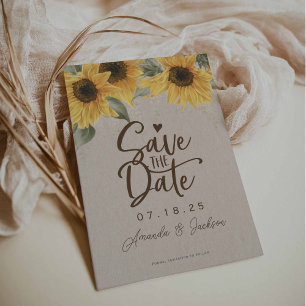 Save The Date Mariage de tournesol rustique à la grange