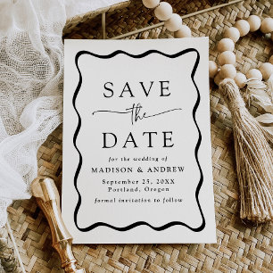 Save The Date Mariage de trame Black Wavy moderne