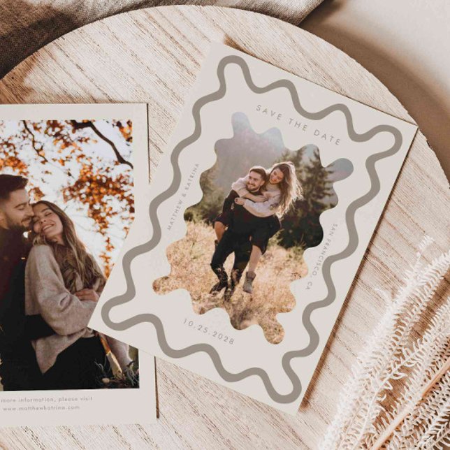 Save The Date Mariage de trame ondulé crème (Créateur téléchargé)