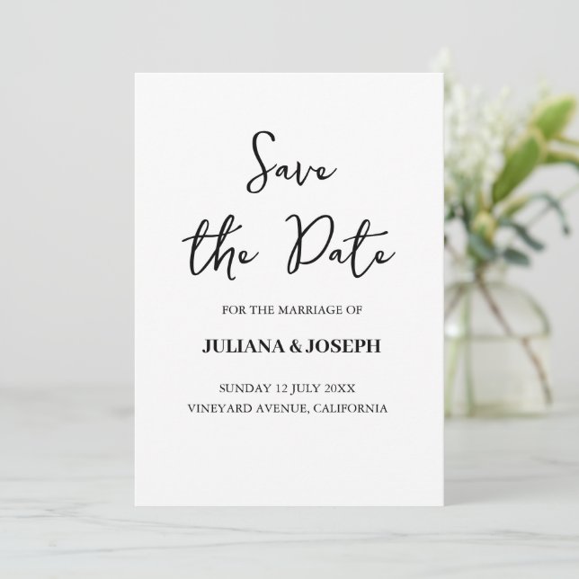 Save The Date Mariage de typographie décontracté Script blanc et (Debout devant)