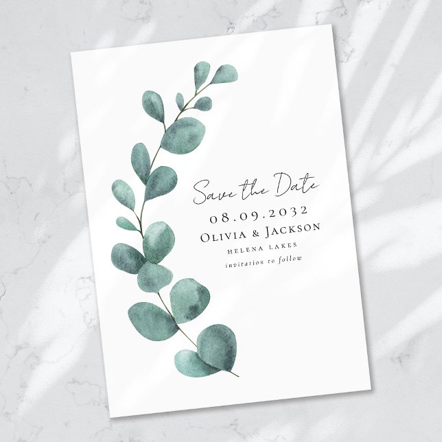 Save The Date Mariage de typographie Eucalyptus moderne (Créateur téléchargé)