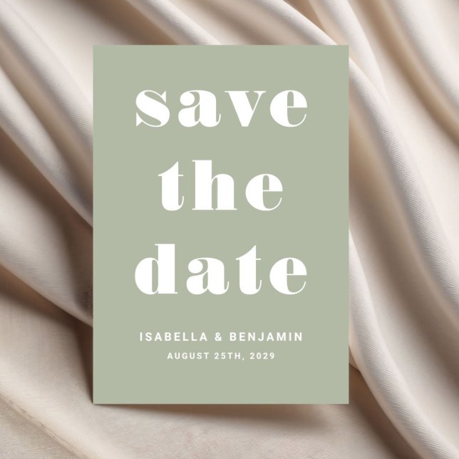 Save The Date Mariage de typographie moderne Sage Green (Modern Sage Green Typography Wedding Save The Date)
