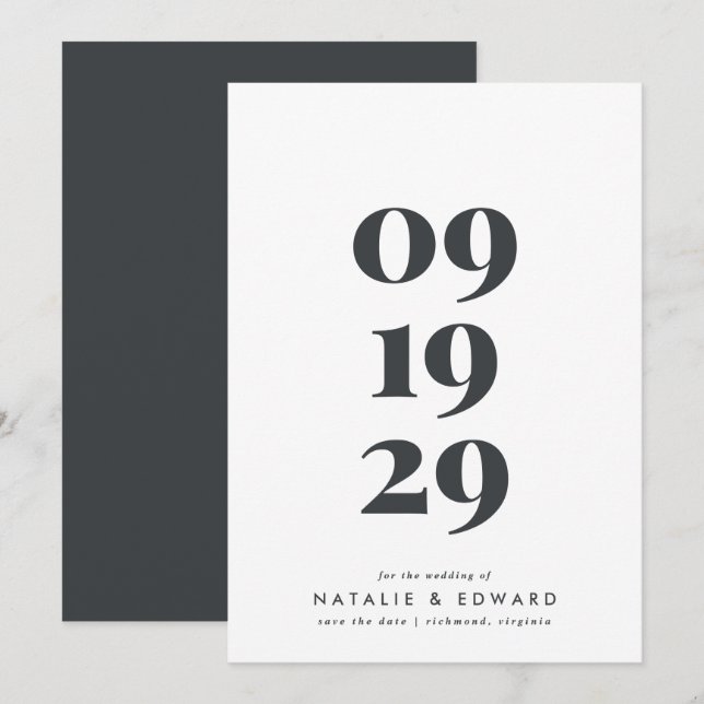Save The Date Mariage de typographie simple et moderne (Devant / Derrière)