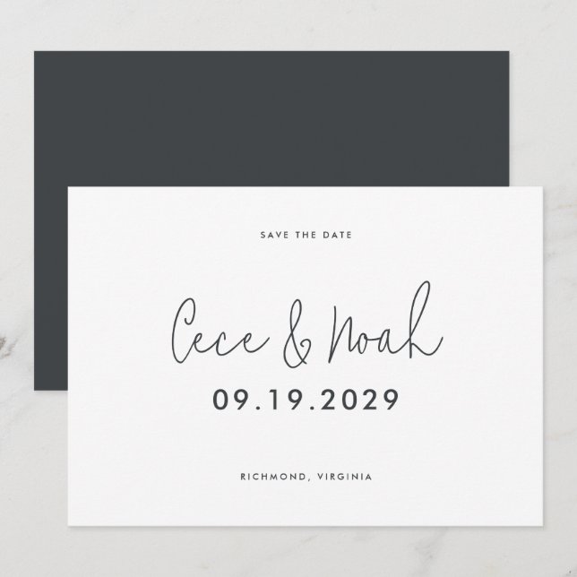 Save The Date Mariage de typographie simple et moderne élégant (Devant / Derrière)