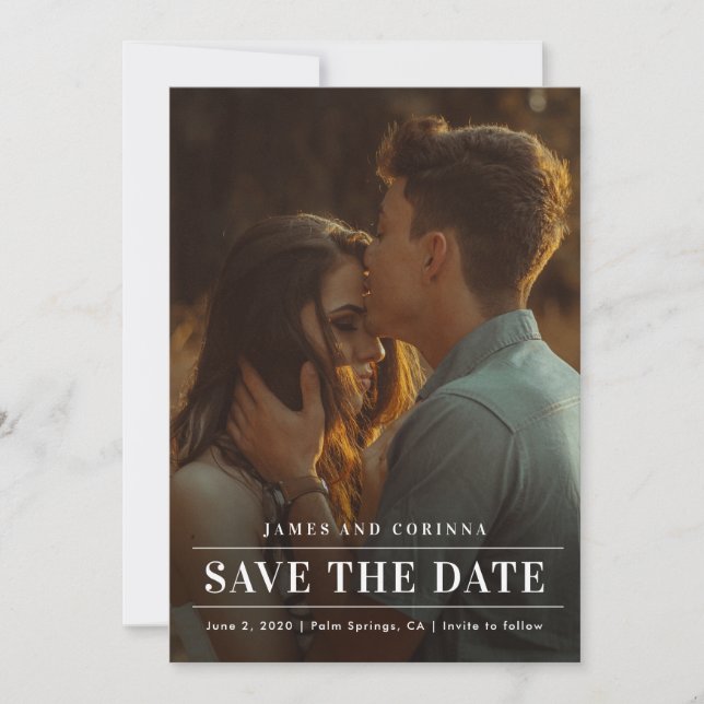 Save The Date Mariage de typographie simple moderne photo (Devant)