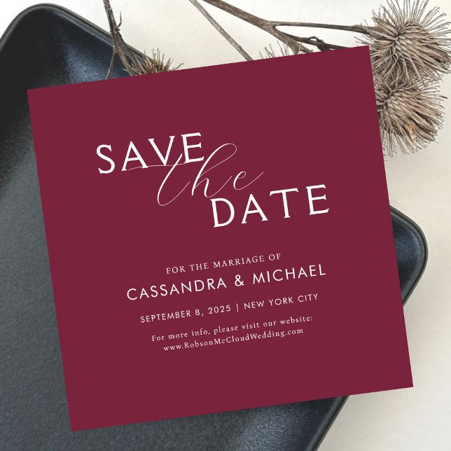 Save The Date Mariage de typographie simple violet et blanc (Créateur téléchargé)