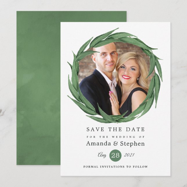 Save The Date Mariage de verdure forestière (Devant / Derrière)