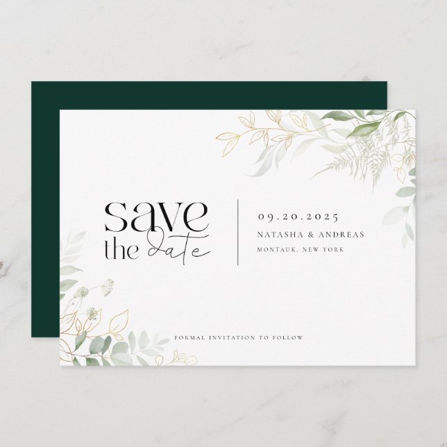 Save The Date Mariage de verdure sauvage (Devant / Derrière)